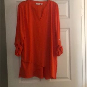Tangerine orange layered  high low Tunic